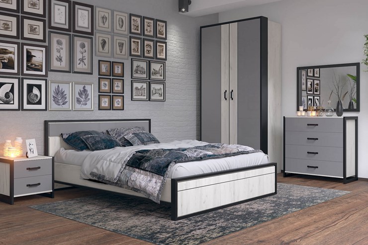 Модульная спальня Техно Дуб крафт белый/Серый шифер в Элисте - изображение