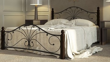 Кровать полутороспальная Фортуна 1, 1400, черный/шоколад в Элисте
