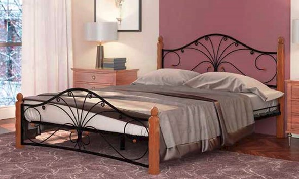 Кровать полуторная Фортуна 1, 1400, черный/махагон в Элисте - изображение