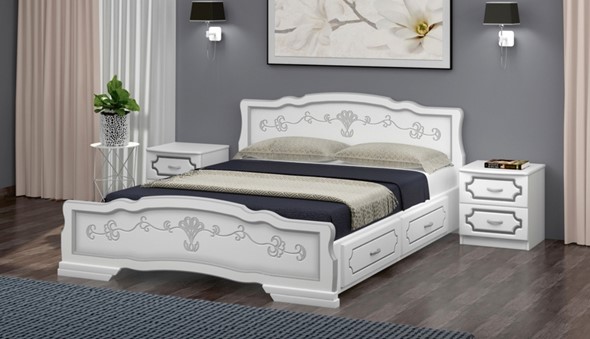 Кровать с выкатными ящиками Карина-6 (Белый Жемчуг) 140х200 в Элисте - изображение
