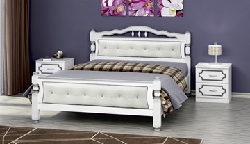 Спальная кровать Карина-11 (Белый Жемчуг, светлая обивка) 140х200 в Элисте