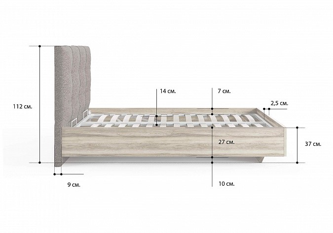 Кровать с механизмом двуспальная Victoria (ясень анкор) 160х200 в Элисте - изображение 2