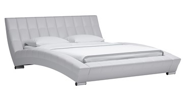 Спальная кровать Оливия 160 арт. Марика 483 к/з (белый) с основанием в Элисте - предосмотр