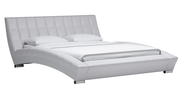 Спальная кровать Оливия 160 арт. Марика 483 к/з (белый) с основанием в Элисте - изображение