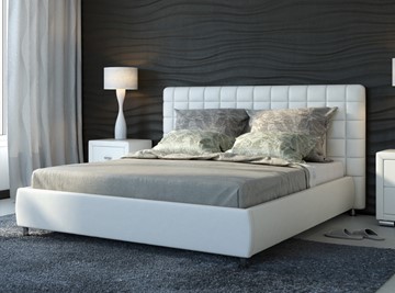 Кровать двуспальная Corso-3 180x200, Экокожа (Белый) в Элисте