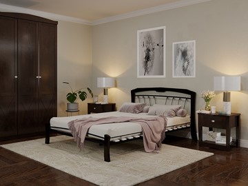 Двуспальная кровать Муза 4 Лайт, 1600, черный/шоколад в Элисте - предосмотр