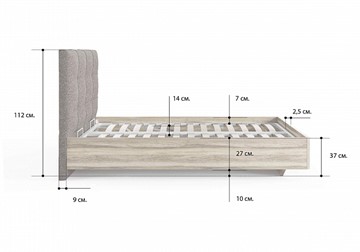 Кровать с подъемным механизмом Victoria (ясень ориноко) 140х200 в Элисте - предосмотр 3