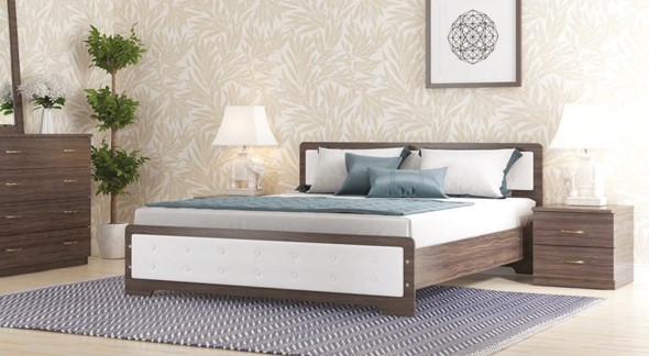 Кровать Золушка, 140х200 с основанием, кожзам, венге в Элисте - изображение
