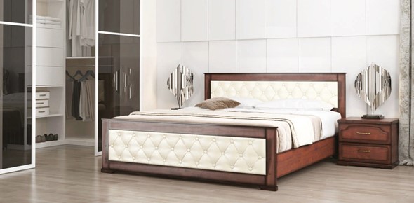Кровать 2-спальная Стиль 2, 160х200, кожзам, с основанием в Элисте - изображение