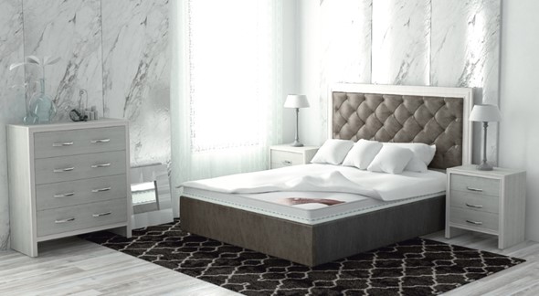Кровать с подъемным механизмом Манхэттен 160х200 (с коробом), высота спинки - 140 см в Элисте - изображение