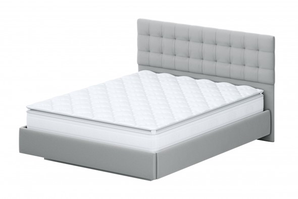 Кровать №2 (универсальная 1,6х2,0) серия №2, белый/серый ткань/квадро серый ткань в Элисте - изображение