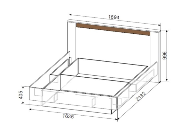 Кровать спальная №3 (универсальная 1,6х2,0 страйп) серия №2, дуб делано/дуб венге в Элисте - изображение 2