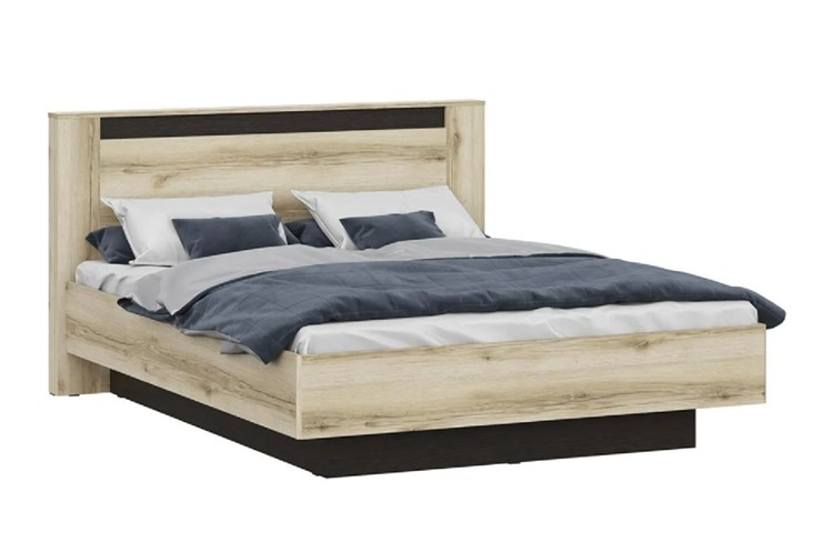Кровать спальная №3 (универсальная 1,6х2,0 страйп) серия №2, дуб делано/дуб венге в Элисте - изображение 3
