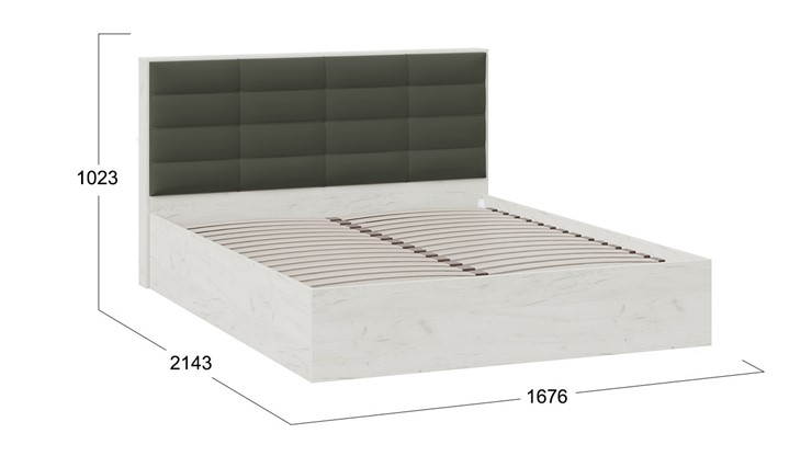 Кровать в спальню Агата тип 1 (Дуб крафт белый, Велюр Серый) в Элисте - изображение 3