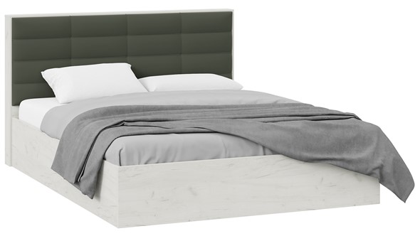 Кровать в спальню Агата тип 1 (Дуб крафт белый, Велюр Серый) в Элисте - изображение