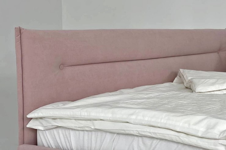 Кровать 2-спальная Альба 1.6, нежно-розовый (велюр) в Элисте - изображение 3