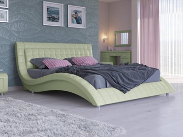 Кровать двуспальная Атлантико 160x200, Экокожа (Зеленое яблоко) в Элисте