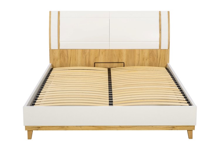 Кровать спальная Бари 1600 с подъёмным механизмом Дуб Золотой/Белый ЛД 698.220 в Элисте - изображение 9