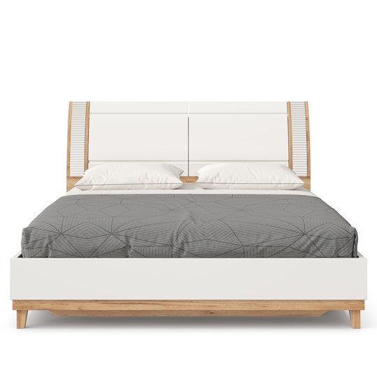 Кровать спальная Бари 1600 с подъёмным механизмом Дуб Золотой/Белый ЛД 698.220 в Элисте - изображение 1