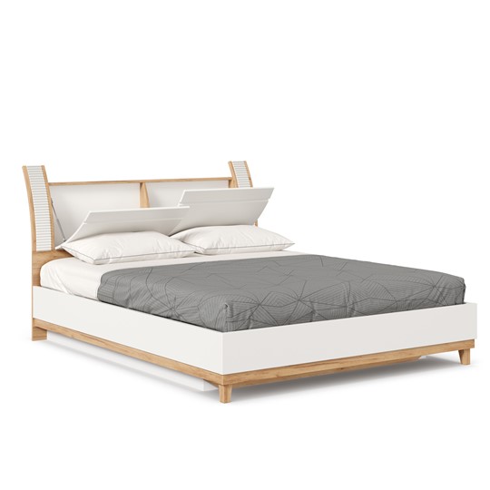 Кровать спальная Бари 1600 с подъёмным механизмом Дуб Золотой/Белый ЛД 698.220 в Элисте - изображение 3