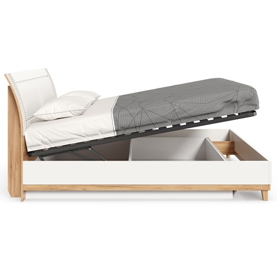 Кровать спальная Бари 1600 с подъёмным механизмом Дуб Золотой/Белый ЛД 698.220 в Элисте - изображение 5