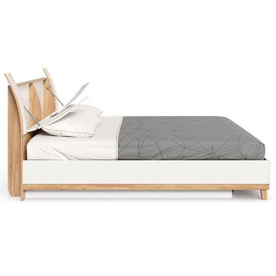 Кровать спальная Бари 1600 с подъёмным механизмом Дуб Золотой/Белый ЛД 698.220 в Элисте - изображение 6