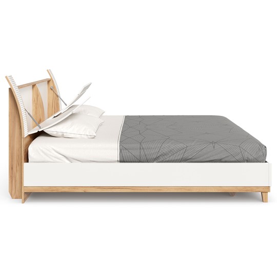 Кровать Бари 1800 с кроватным основанием Дуб Золотой/Белый ЛД 698.220 в Элисте - изображение 2
