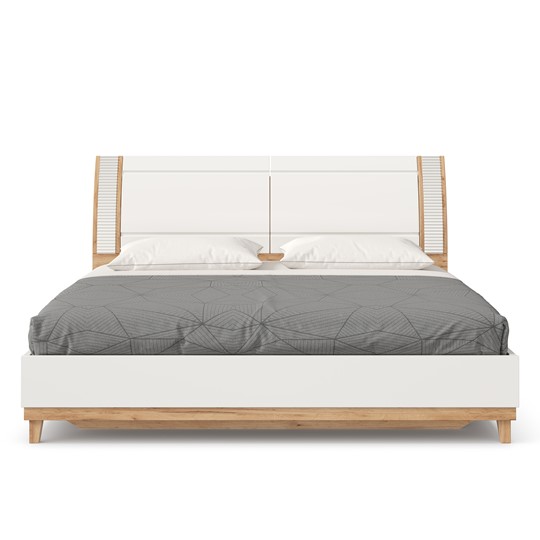 Кровать Бари 1800 с кроватным основанием Дуб Золотой/Белый ЛД 698.220 в Элисте - изображение 3