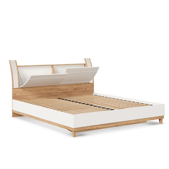 Кровать Бари 1800 с кроватным основанием Дуб Золотой/Белый ЛД 698.220 в Элисте - изображение 6