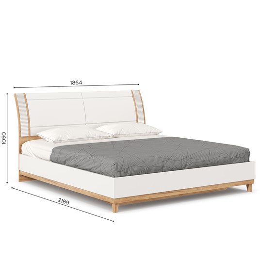 Кровать Бари 1800 с кроватным основанием Дуб Золотой/Белый ЛД 698.220 в Элисте - изображение 8