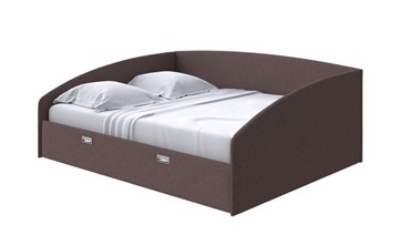 Кровать двуспальная Bono 160х200, Искусственная шерсть (Лама Шоколад) в Элисте