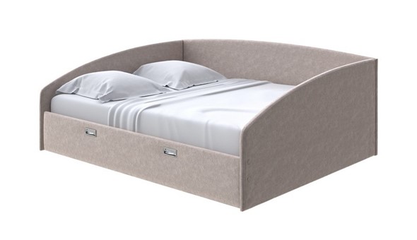 Кровать двуспальная Bono 160х200, Велюр (Gratta 2 Латте) в Элисте - изображение