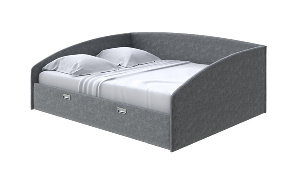 Кровать 2-спальная Bono 160х200, Велюр (Gratta 4 Серый космос) в Элисте - изображение