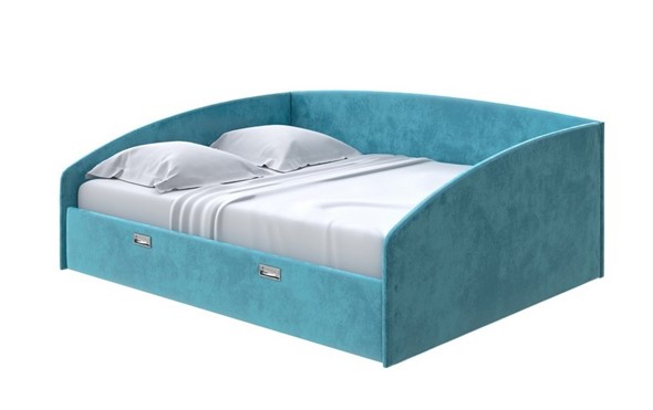 Кровать Bono 160х200, Велюр (Лофти Лазурь) в Элисте - изображение