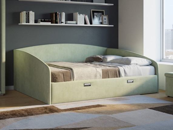 Кровать в спальню Bono 160х200, Велюр (Лофти Олива) в Элисте - изображение