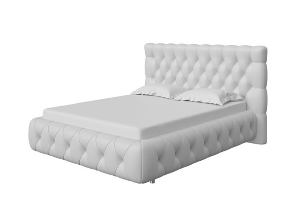 Кровать 2-спальная Castello 160х200, Экокожа (Белый) в Элисте - изображение