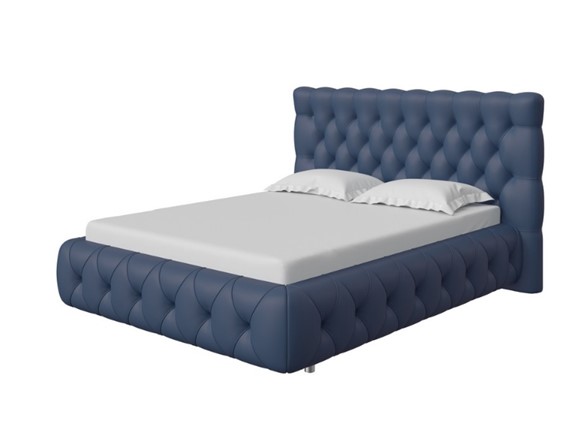 Спальная кровать Castello 160х200, Экокожа (Темно-синий) в Элисте - изображение