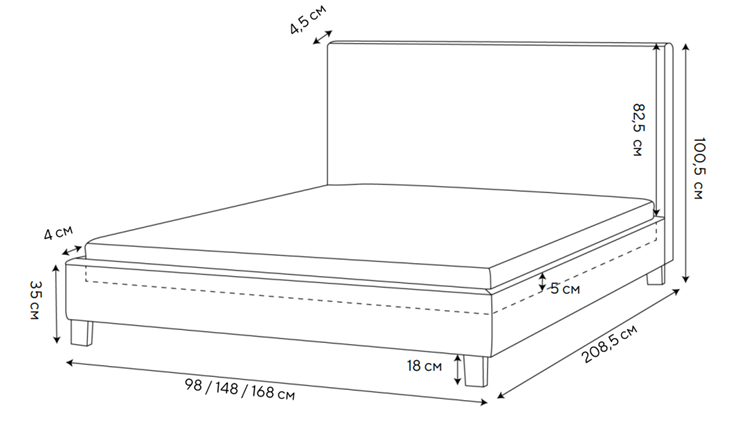 Двуспальная кровать Claro 160х200, Велюр (Monopoly Миндаль (111)) в Элисте - изображение 1