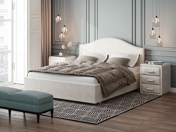 Кровать 2-спальная Classic 160х200, Велюр (Лофти Лён) в Элисте - изображение