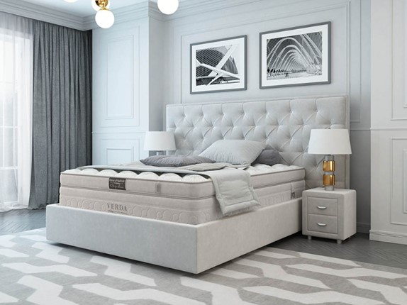 Кровать 2-спальная Classic/Island M 160х200, Флок (Велсофт Дымчатый) в Элисте - изображение