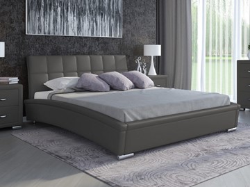 Кровать двуспальная Corso-1L 140x200, Экокожа (Темно-серый) в Элисте