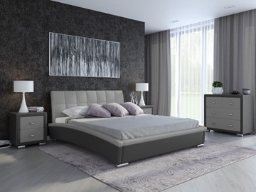 Кровать Corso-1L 140x200, Экокожа (Темно-серый с серым) в Элисте
