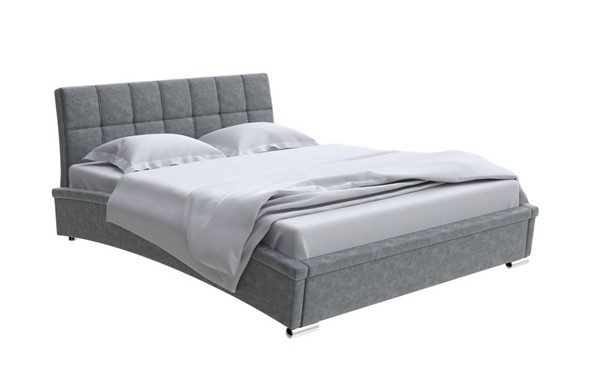 Кровать двуспальная Corso-1L 140x200, Велюр (Gratta 4 Серый космос) в Элисте - изображение
