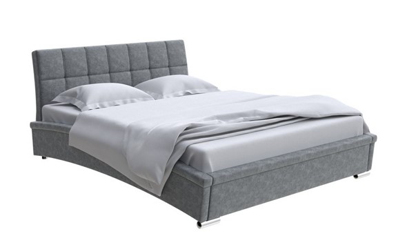 Кровать в спальню Corso-1L 200x200, Велюр (Gratta 4 Серый космос) в Элисте - изображение