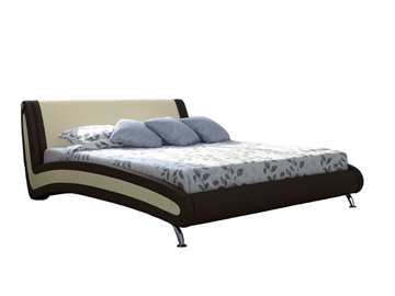 Кровать 2-спальная Corso-2 140х200, Экокожа (Коричневый с кремовым) в Элисте - предосмотр