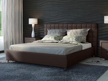Кровать двуспальная Corso-3 140x200, Экокожа (Коричневый) в Элисте