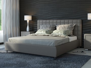 Кровать Corso-3 140x200, Экокожа (Серый) в Элисте