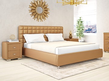 Кровать 2-спальная Corso-3 180x200, Экокожа (Латунный перламутр) в Элисте