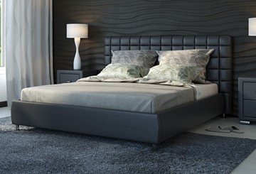 Кровать двуспальная Corso-3 200x200, Экокожа (Черный) в Элисте - предосмотр