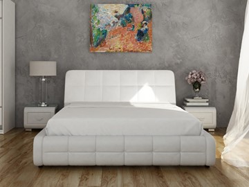 Кровать 2-спальная Corso-6 140x200, Экокожа (Белый) в Элисте